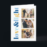 "Love and Light" Gallery of 3 Photos Hanukkah Holiday Card<br><div class="desc">These beautiful Hanukkah greeting cards are fully customizable. Add your own photo and message for a one of a kind design.</div>
