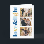 "Love and Light" Gallery of 3 Photos Hanukkah Holiday Card<br><div class="desc">These beautiful Hanukkah greeting cards are fully customizable. Add your own photo and message for a one of a kind design.</div>