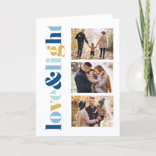 Love and Light Gallery of 3 Photos Hanukkah Holiday Card