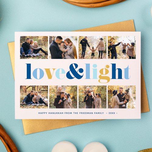 Love and Light Gallery of 8 Photos Hanukkah Holiday Card