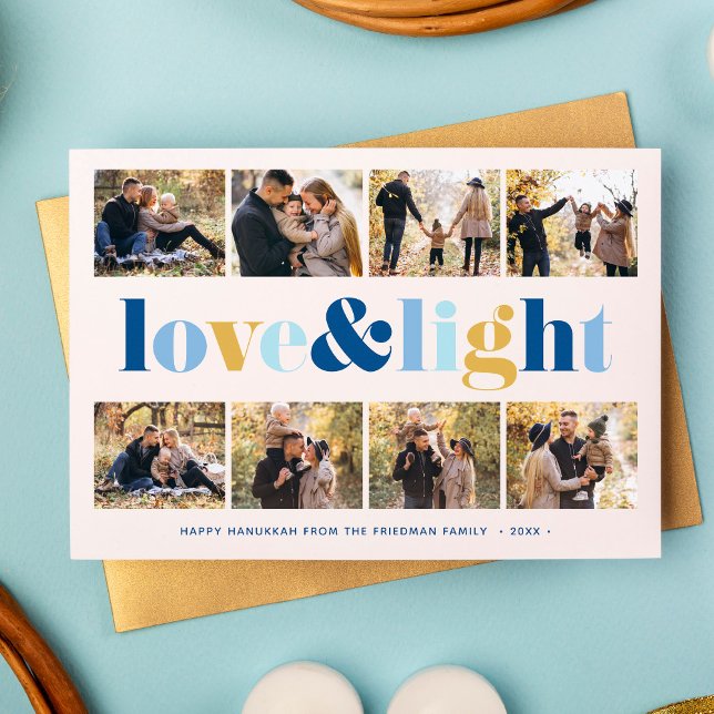 "Love and Light" Gallery of 8 Photos Hanukkah Holiday Card (Creator Uploaded)