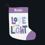 Love And Light Hanukkah Chanukah Personalized Name Small Christmas Stocking<br><div class="desc">This Hanukkah holidays design features the text "Love and Light" in modern typography. Personalize with your name by editing the text in the text boxes provided.
 #hanukkah #chanukah #holidays #jewish #stockings #hanukkahdecor #decor #home #homedecor</div>