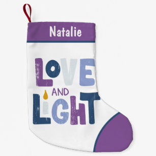 Love And Light Hanukkah Chanukah Personalized Name Small Christmas Stocking
