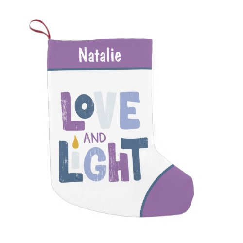 Love And Light Hanukkah Chanukah Personalized Name Small Christmas Stocking
