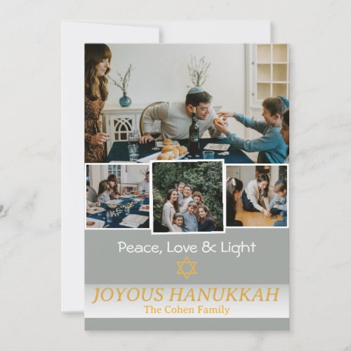 Love and Light  Hanukkah family photo Collage Holiday Card