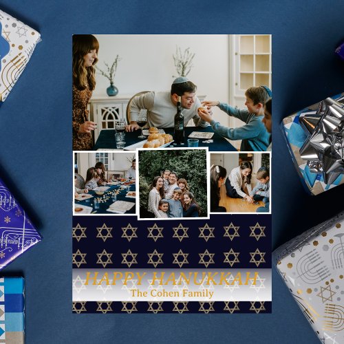 Love and Light  Hanukkah family photo Collage Holiday Card