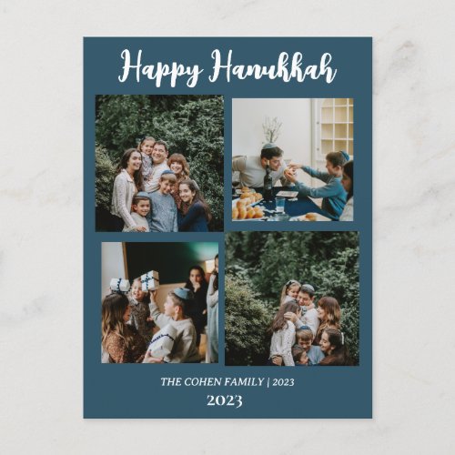 Love and Light  Hanukkah family photo collage   Holiday Postcard