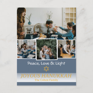 Love and Light Hanukkah family photo Collage Holiday Postcard