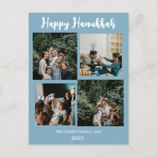 Love and Light Hanukkah family photo collage Holiday Postcard