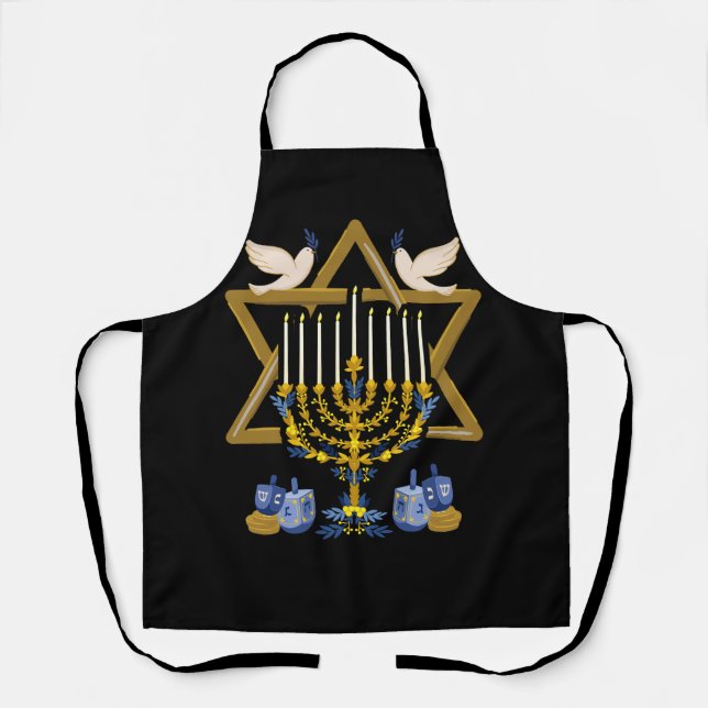 Love and Light Hanukkah Jew Menorah Jewish Chanuka Apron (Front)