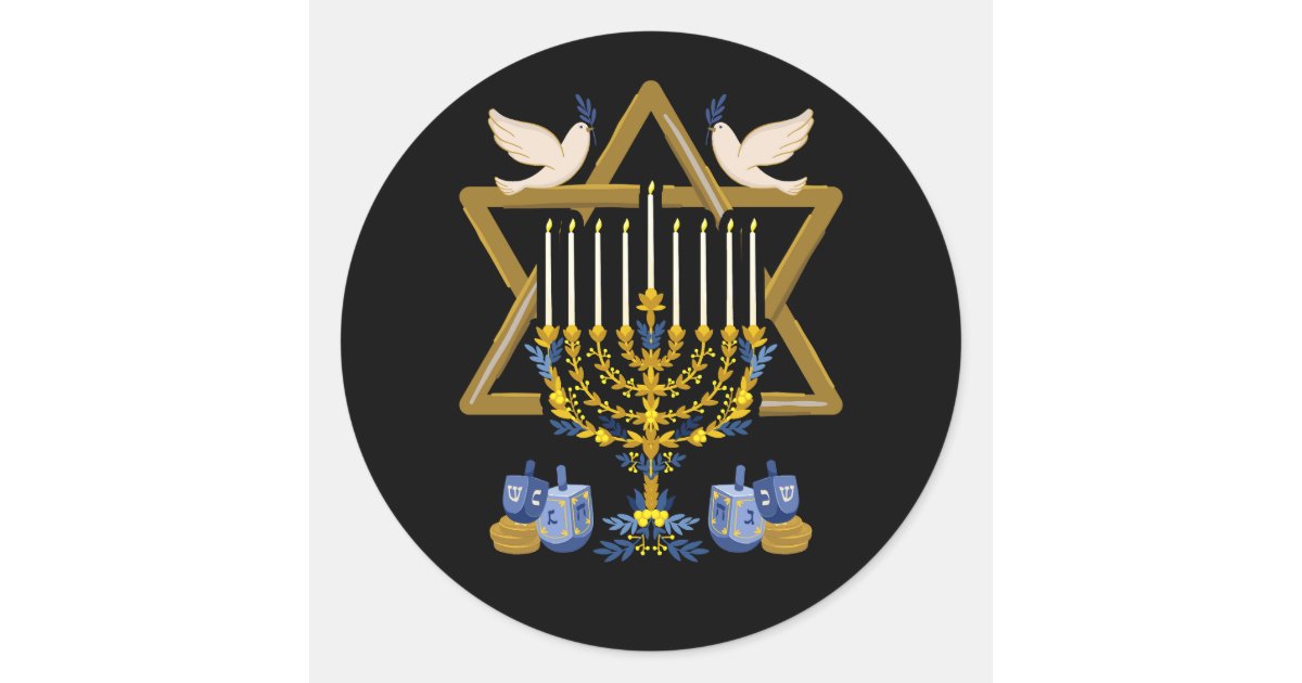 Love and Light Hanukkah Jew Menorah Jewish Chanuka Classic Round ...