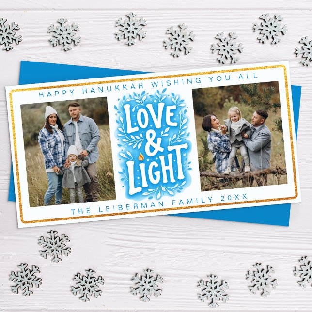 Love and Light Hanukkah Photo Card (Hanukkah Love and Light Card)