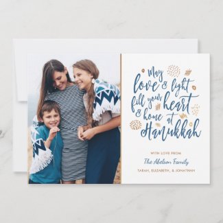 Love and Light Hanukkah Photo Flat Card