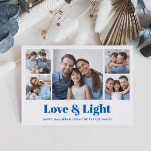 Love and Light   Hanukkah Photo Grid Letterpress Photo Cards