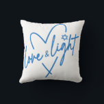 Love and Light Hanukkah Throw Pillow<br><div class="desc">Love & Light Hanukkah throw pillow/cushion. Blue and white traditional colors.

Hanukkah 2023
begins Thursday,  7 December
at sunset 
ends Friday,  15 December
at nightfall</div>