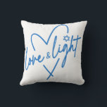 Love and Light Hanukkah Throw Pillow<br><div class="desc">Love & Light Hanukkah throw pillow/cushion. Blue and white traditional colors.

Hanukkah 2023
begins Thursday,  7 December
at sunset 
ends Friday,  15 December
at nightfall</div>