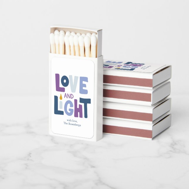 "Love and Light" Happy Hanukkah Custom Matchboxes (Stacked)