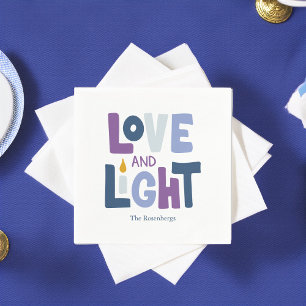 "Love and Light" Happy Hanukkah Custom Napkins