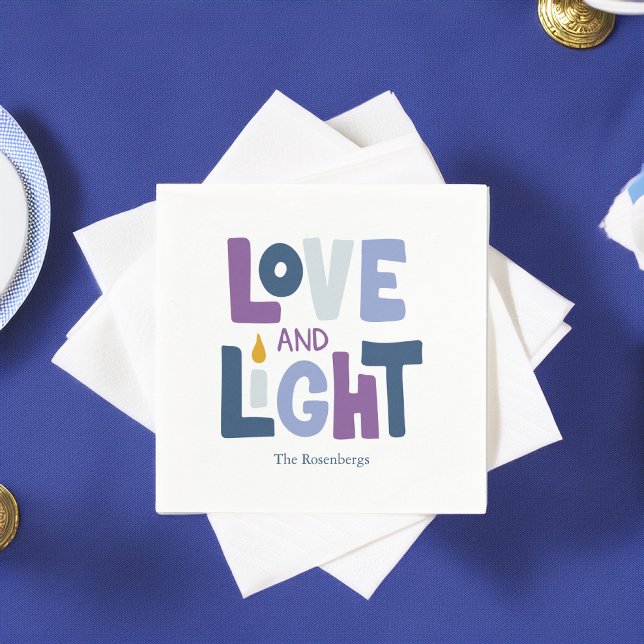 "Love and Light" Happy Hanukkah Custom Napkins (Creator Uploaded)