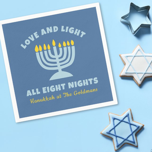 "Love and Light" Jewish Eight Nights of Hanukkah Napkins (Creator Uploaded)