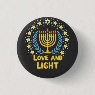 Love and Light Menorah Jewish Hanukkah Holiday  Button