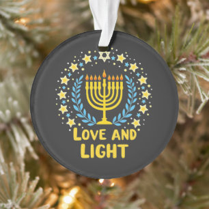 Love and Light Menorah Jewish Hanukkah Holiday Ornament
