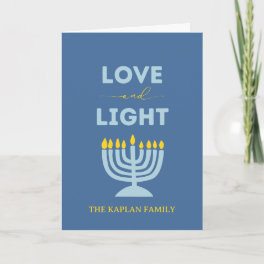 "Love and Light" Menorah Personalized Hanukkah Card