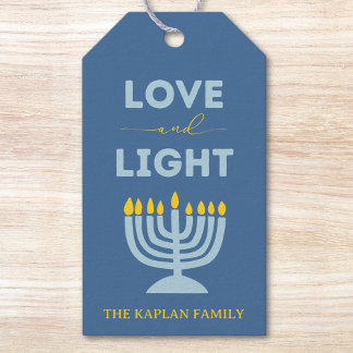 "Love and Light" Menorah Personalized Hanukkah Gift Tags
