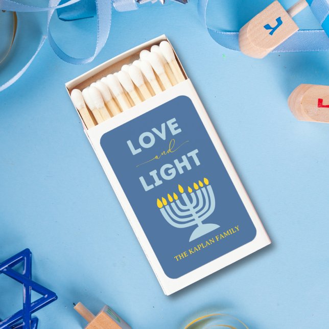 "Love and Light" Menorah Personalized Hanukkah Matchboxes (Creator Uploaded)