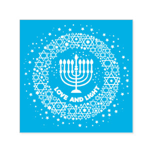 Love and light menorah self-inking stamp