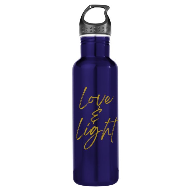 Love and Light message water bottle (Front)