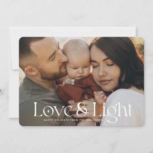 Love and Light Modern Family Photo Holiday Card