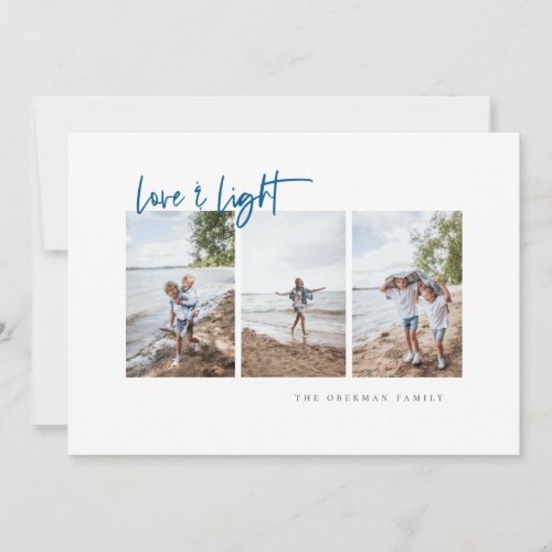 Love and Light Modern Minimalist Hanukkah Photo Holiday Card