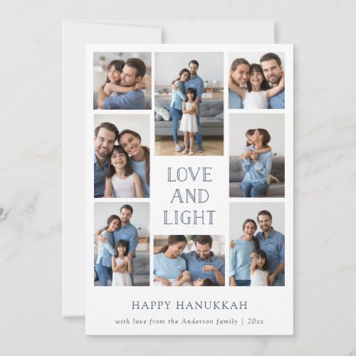 Love and Light  Multi Photo Family Hanukkah Holiday Card