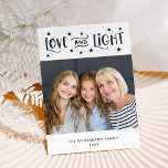 Love and Light | Photo and Stars Hanukkah Holiday Card<br><div class="desc">This simple and stylish Hanukkah card features a photo of your family and the words "Love and Light" in trendy,  modern blue typography,  with a scattering of matching stars on a white background.</div>