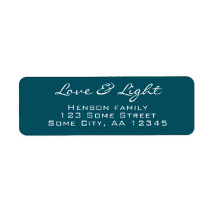 Love and Light Script Blue Green Christmas Address Label
