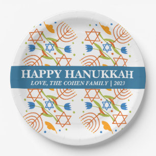 Love and Light   Simple Elegant Hanukkah family  Paper Plates