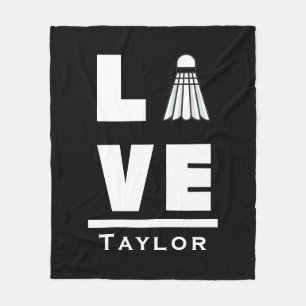Love And Live Badminton Sports Fan Custom Name Fleece Blanket