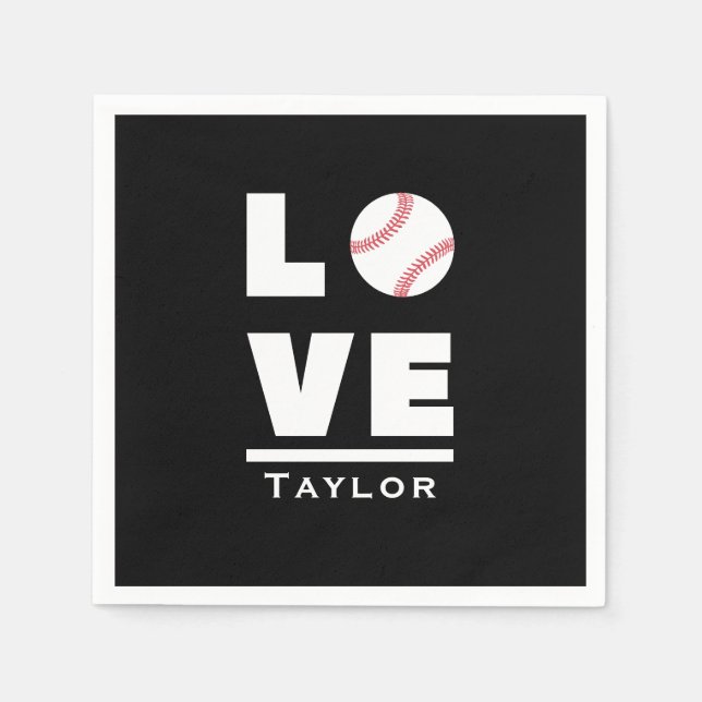 Love And Live Baseball Sports Fan Custom Name Napkins (Front)