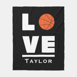 Love And Live Basketball Sports Fan Custom Name Fleece Blanket
