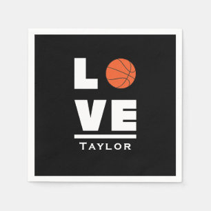Love And Live Basketball Sports Fan Custom Name Napkins