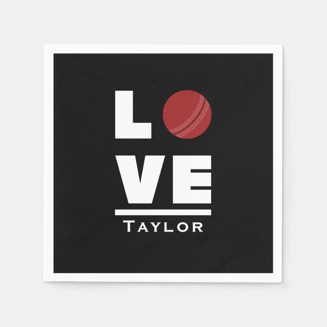 Love And Live Cricket Sports Fan Custom Name Napkins (Front)