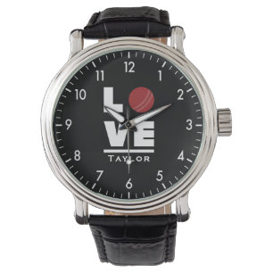Love And Live Cricket Sports Fan Custom Name Watch