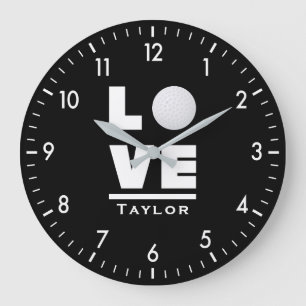 Love And Live Golf Sports Fan Custom Name Large Clock
