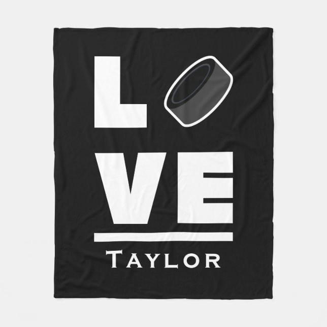 Love And Live Ice Hockey Sports Fan Custom Name Fleece Blanket (Front)