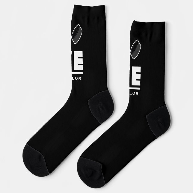 Love And Live Ice Hockey Sports Fan Custom Name Socks (Left)