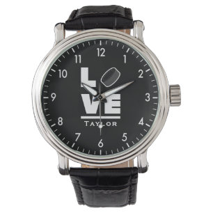 Love And Live Ice Hockey Sports Fan Custom Name Watch