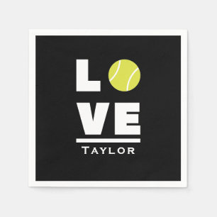 Love And Live Tennis Sports Fan Custom Name Napkins