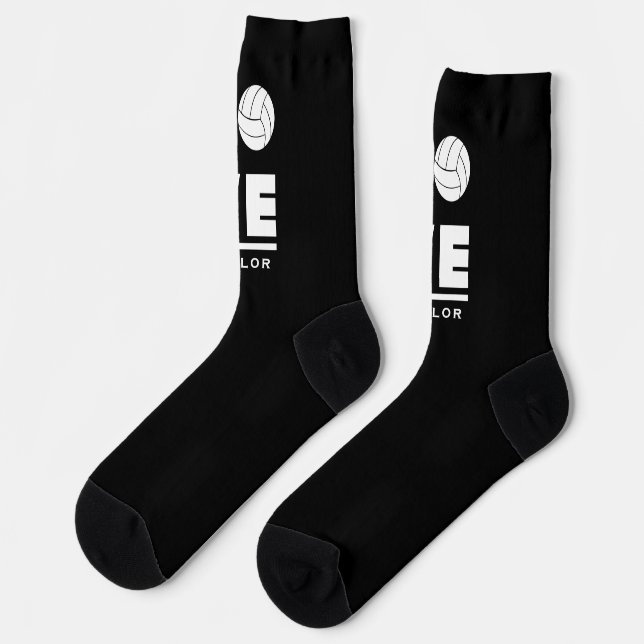 Love And Live Volleyball Sports Fan Custom Name Socks (Left)