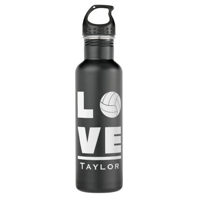 Love And Live Volleyball Sports Fan Custom Name Stainless Steel Water Bottle (Front)